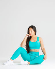 Power Seamless Sports Bra | Ceramic Turquoise